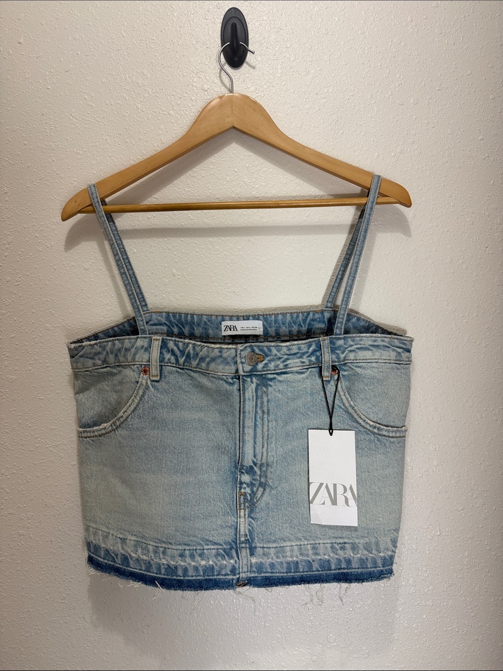Zara Light Denim Strap Tube Top, Size L
